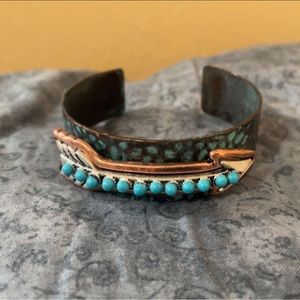 Copper cuff with turquoise